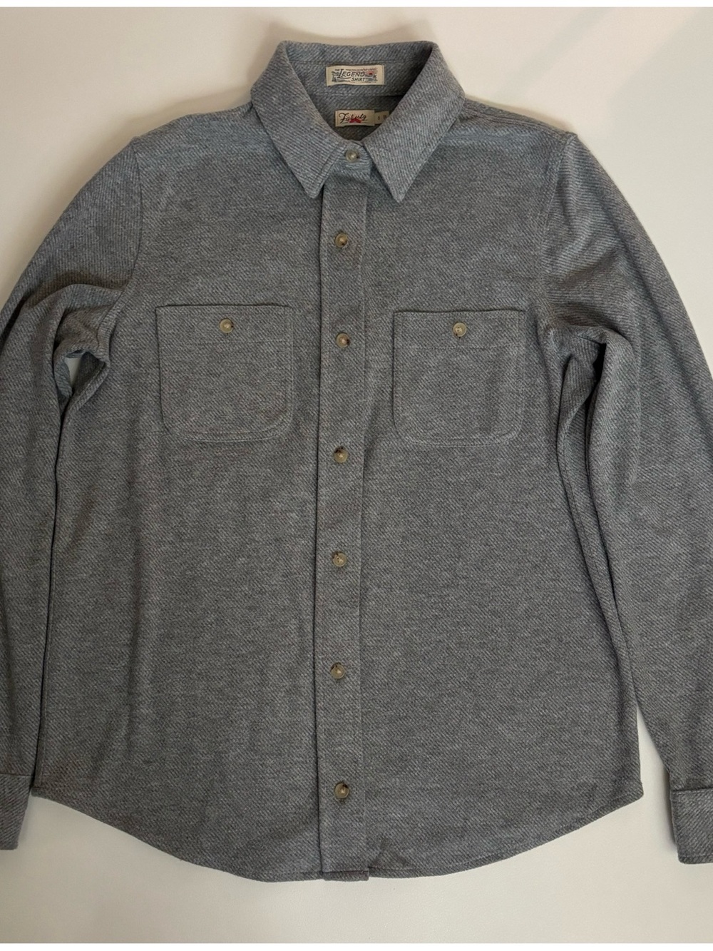 FAHERTY  ‘Legend’ Knit Sweater Shirt Fossil Grey Twill Size S $178~ New No Tags - Picture 2 of 8